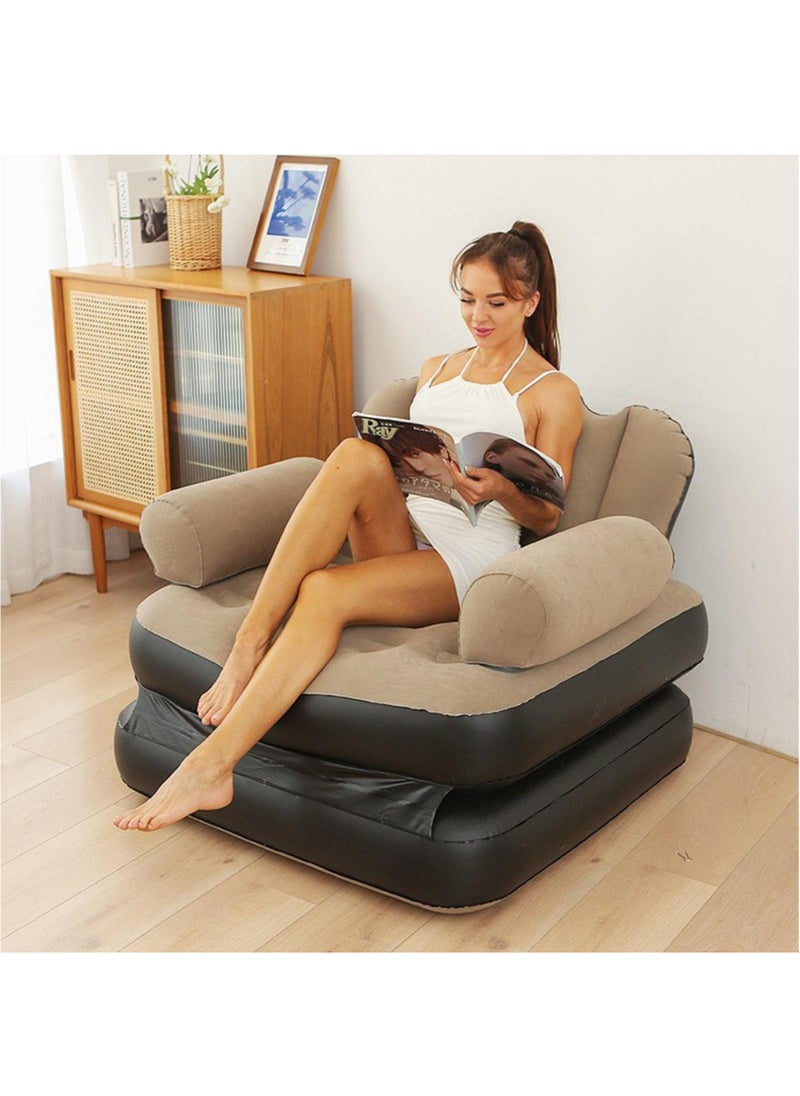 XiuWoo - Foldable Portable Extra Large 5 in 1 Inflatable Sofa, Lazy Sofa, Inflatable Bed,Lounge Chair, Multifunctional Couch with L-shaped Armrest for Indoor, Outdoor,Water Proof Couch for Hiking - Image 1