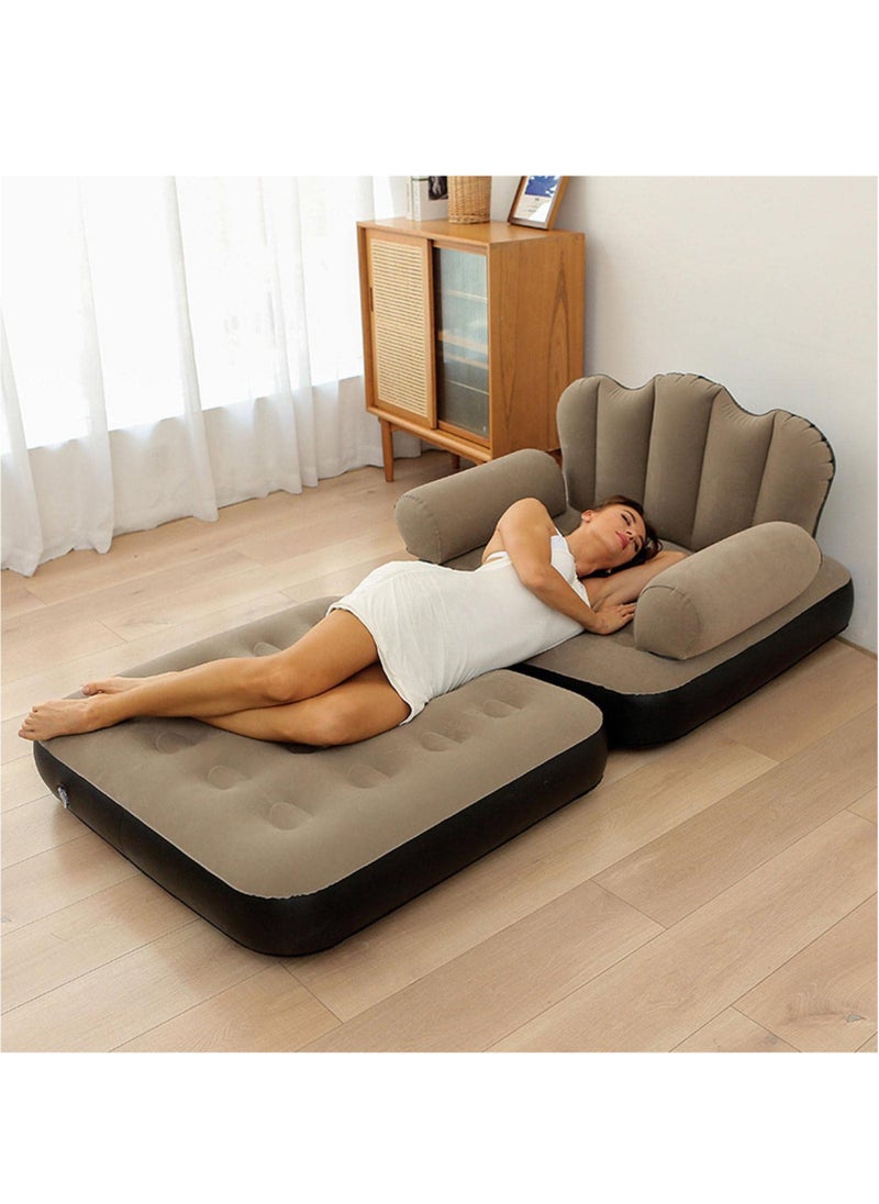 XiuWoo - Foldable Portable Extra Large 5 in 1 Inflatable Sofa, Lazy Sofa, Inflatable Bed,Lounge Chair, Multifunctional Couch with L-shaped Armrest for Indoor, Outdoor,Water Proof Couch for Hiking - Image 1