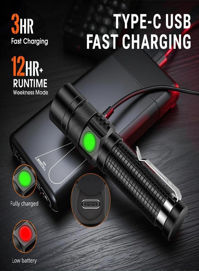 Hoxida Pocket EDC Flashlight Rechargeable - 4.9inch & Emergency One Click SOS, Super Bright Small LED Flashlight 3Hr USB-C Fast Charging, Waterproof Portable Small EDC Flashlight for Home, Camping, Hiking - Image 5