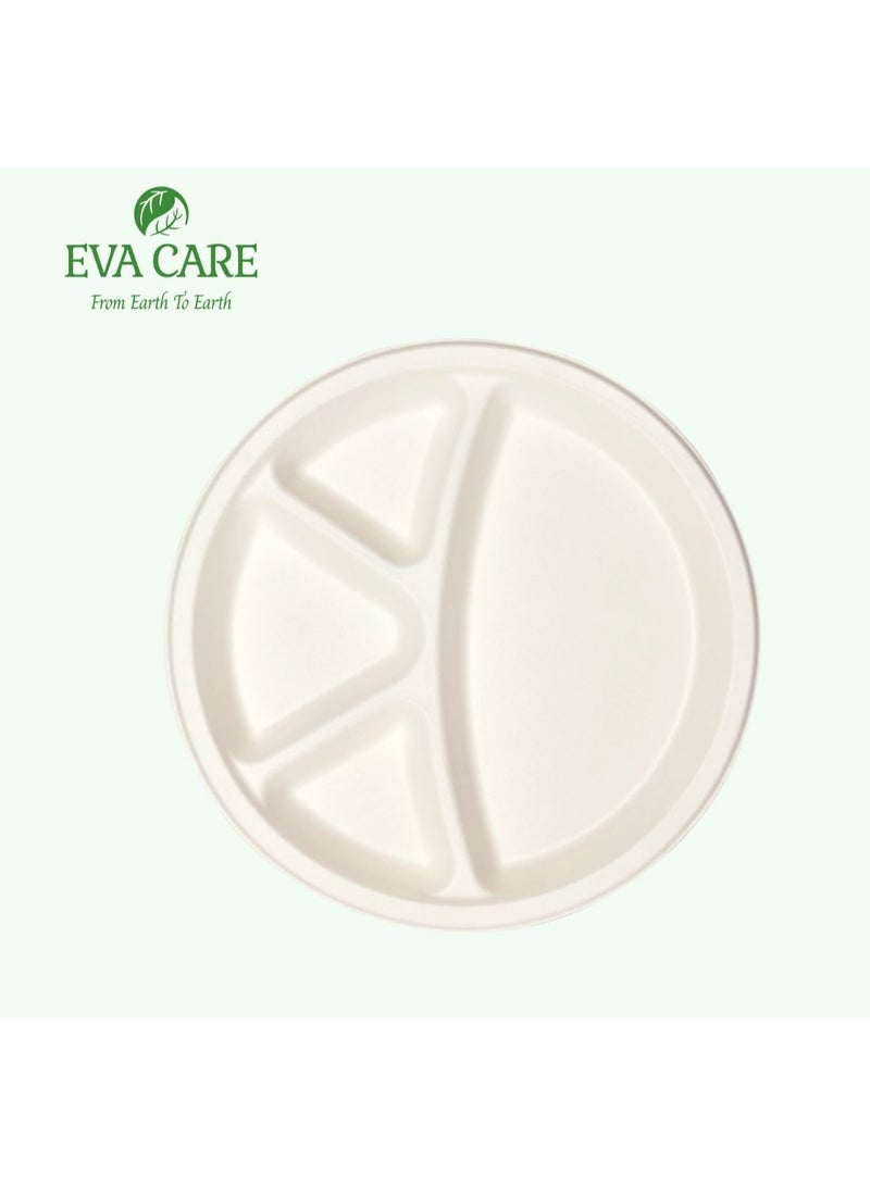 إيفا كير EVA CARE: أطباق مستديرة مقاس 11 بوصة - 4 أقسام للاستخدام مرة واحدة، عبوة من 10 قطع.  - Image 5
