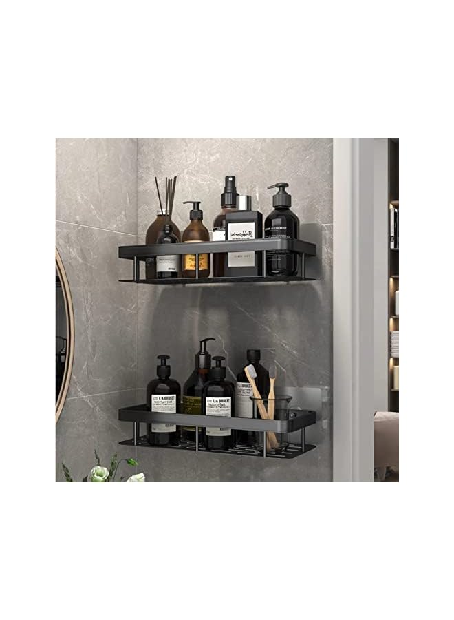 Antole Bathroom Shower Shelf, No Drilling Bathroom Shelf wall mounted Stainless Steel Floating Shelves For Bathroom, 2 Packs,Black - Image 1