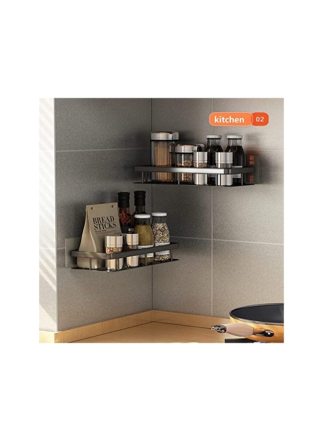 Antole Bathroom Shower Shelf, No Drilling Bathroom Shelf wall mounted Stainless Steel Floating Shelves For Bathroom, 2 Packs,Black - Image 3