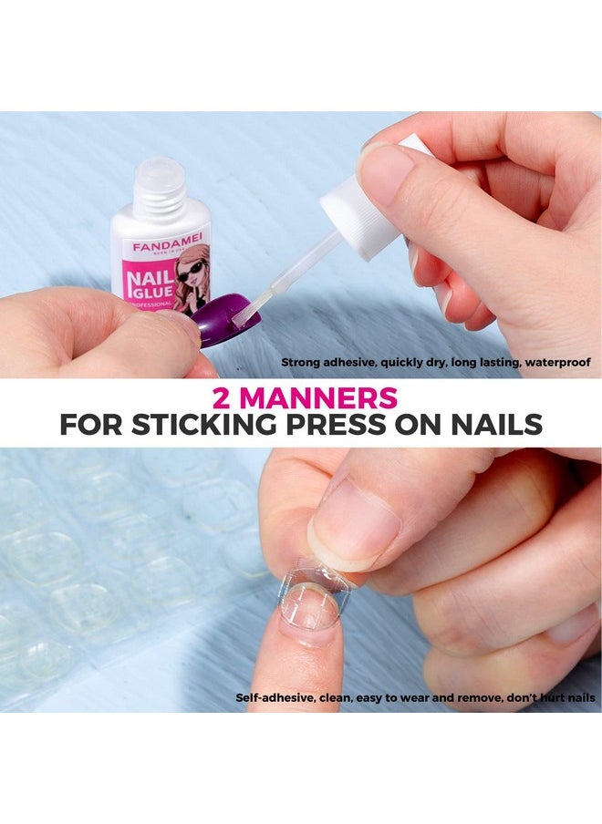 FANDAMEI FANDAMEI Matte Press on Nails Medium Length, 24 Packs 576PCS Medium Coffin Fake Nails Full Cover, Acrylic Short Ballerina False Nail tips with Nail Glue, Nail Adhesive Tabs, Nail File for Nail Art DIY  - Image 4