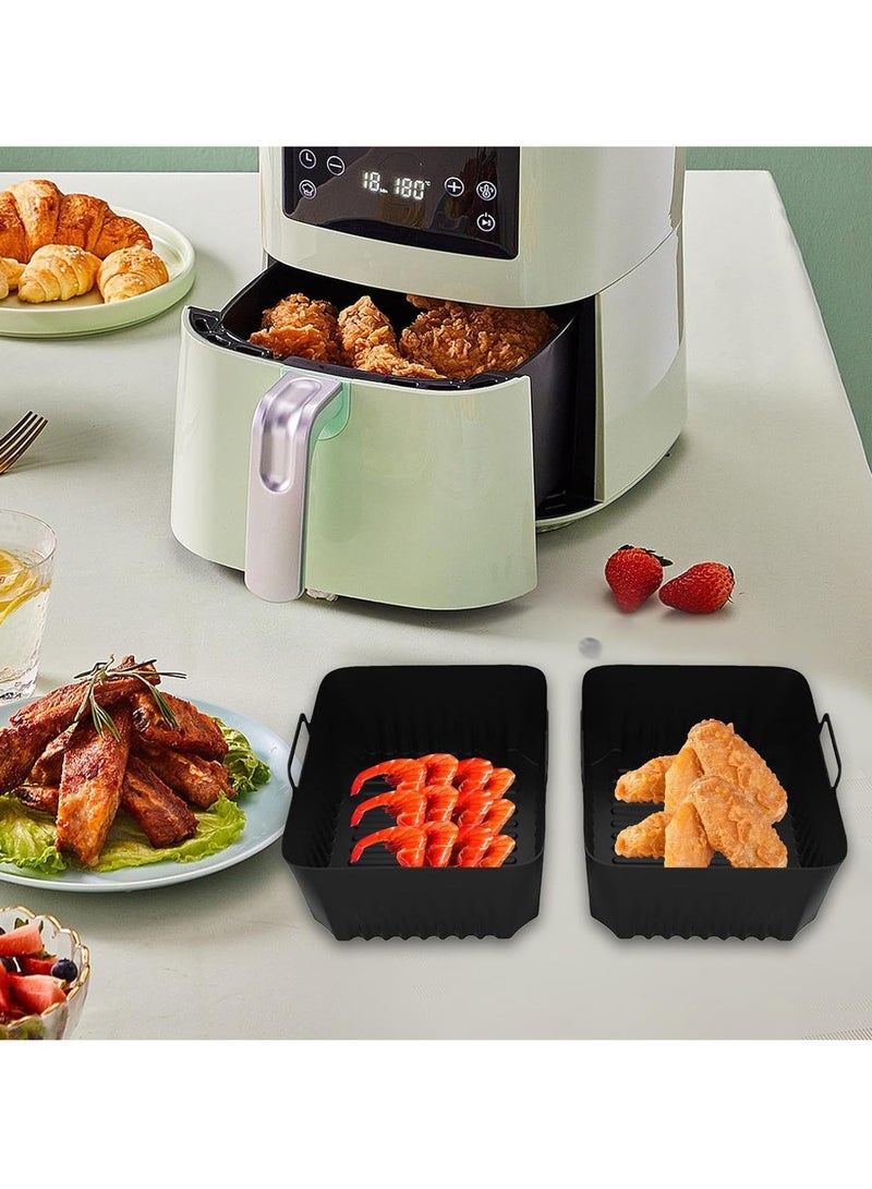 KASTWAVE 2 قطع بطانة مقلاة الهواء ، بطانة درج لمقلاة الهواء لنينجا ، 10.4 لتر إدخال سلة مقلاة الهواء سليكون ، صواني خبز من الدرجة الغذائية لمقلاة الهواء ، بطانات سيليكون قابلة لإعادة الاستخدام ، ملحقات مقلاة الهواء لنينجا - Image 2