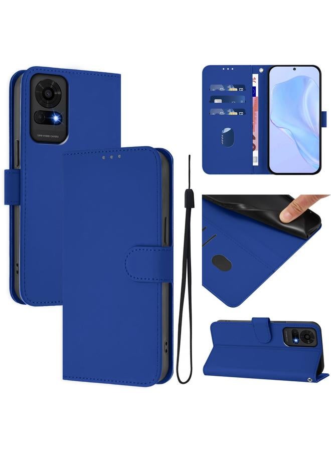 erorex Case For TCL 50 LE Skin Feel Solid Color Leather Phone Case with Lanyard  - Image 1