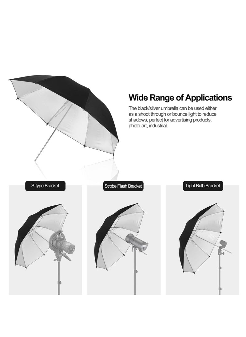 Generic Translucent Soft Light or Gold Black Reflective Professional Photography Studio Lighting Umbrellas (2pack 33" black&silver)  - Image 3