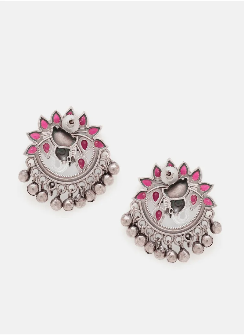 Priyaasi Plated Faux Ruby Stone Studded Contemporary Oxidized Chandbali