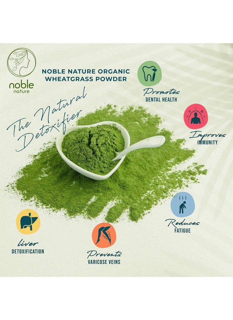 noble nature Organic Wheatgrass Powder 200gm Vegan Non GMO Gluten Free Rich in Fiber Chlorophyll Fatty Acids & Minerals Immunity Booster & Support Superfood  - Image 3