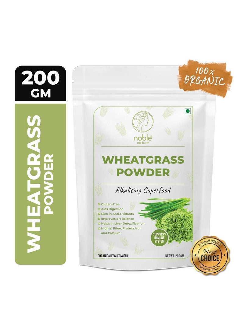 noble nature Organic Wheatgrass Powder 200gm Vegan Non GMO Gluten Free Rich in Fiber Chlorophyll Fatty Acids & Minerals Immunity Booster & Support Superfood  - Image 2