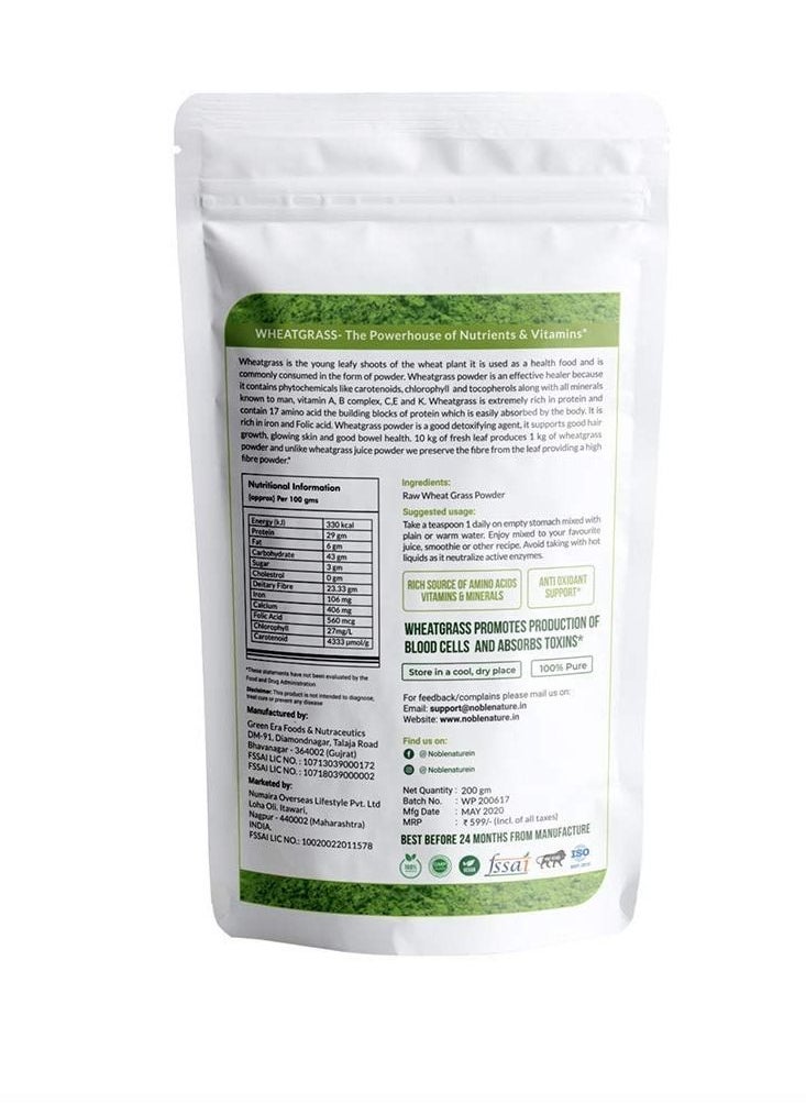 Organic Wheatgrass Powder 200gm Vegan Non GMO Gluten Free Rich in Fiber Chlorophyll Fatty Acids & Minerals Immunity Booster & Support Superfood - pzsku/Z47D1477FDE2DE932713AZ/45/_/1645355048/d59dc68a-e444-4c61-8729-a95b01d25969