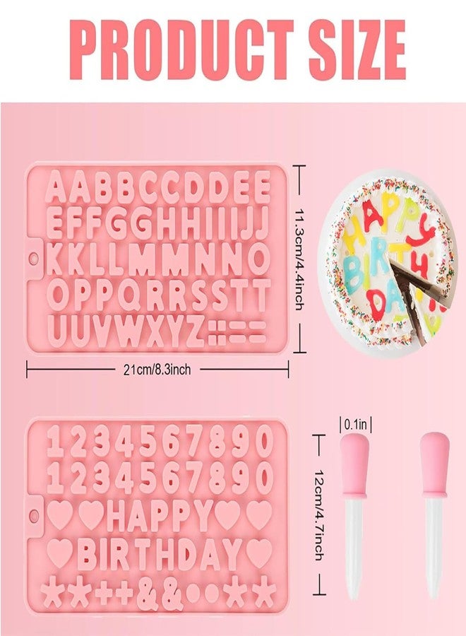 weizedm 2 pcs Number Chocolate Molds and Letter Silicone Molds,Reusable Alphabet Candy Molds with Happy Birthday Cake Decorating Symbols - Image 2
