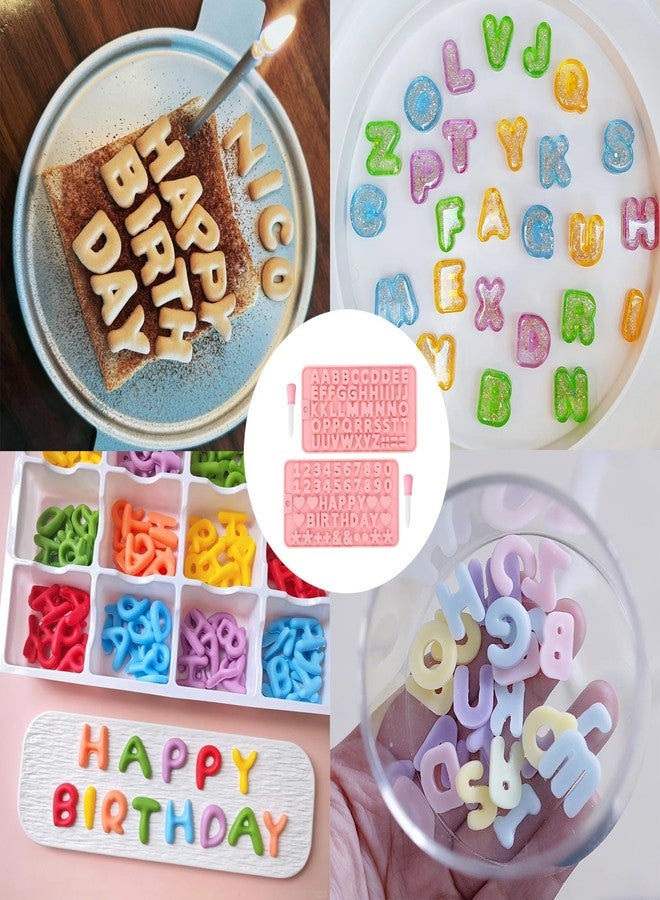 weizedm 2 pcs Number Chocolate Molds and Letter Silicone Molds,Reusable Alphabet Candy Molds with Happy Birthday Cake Decorating Symbols - Image 4