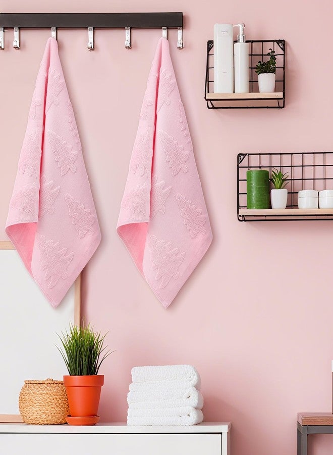 Breling 2 Pcs Christmas Hand Towels Pink Christmas Trees Bathroom Decorative Towels 100% Cotton Absorbent Jacquard Weave Bath Decor Winter Holiday Bathroom Decor Xmas Gifts 13.7''x29.5'' - Image 5