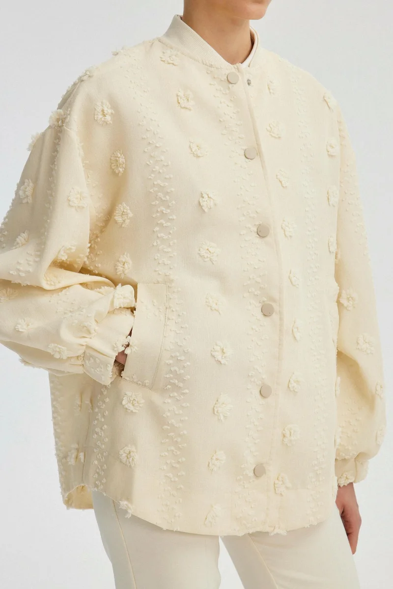 Touche Floral Lace Bomber Jacket
