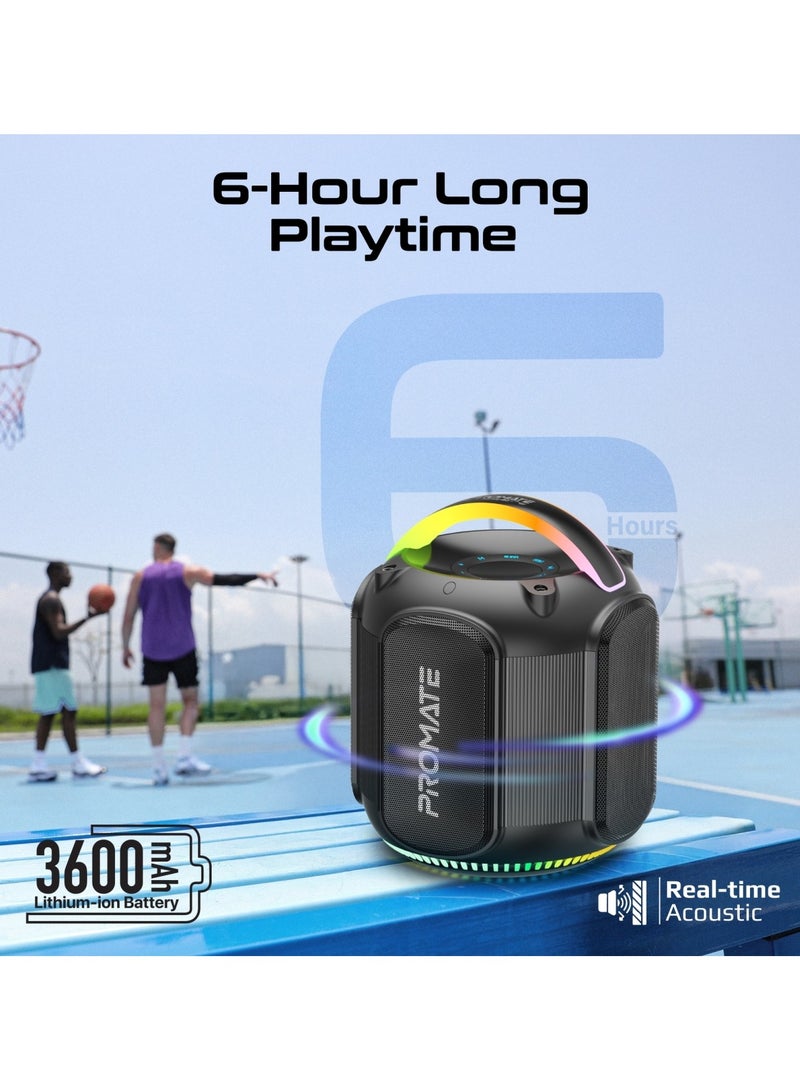 بروميت Promate High-Fidelity 80W TWS Speaker 6-Hour Playtime, 3600mAh Battery, 5-Way Connectivity Options, TF Card & USB Support, RGB Dynamic Lighting, IPX5 Water Resistance, and Built-In Handle- Strike-80 Strike-80 black - Image 4