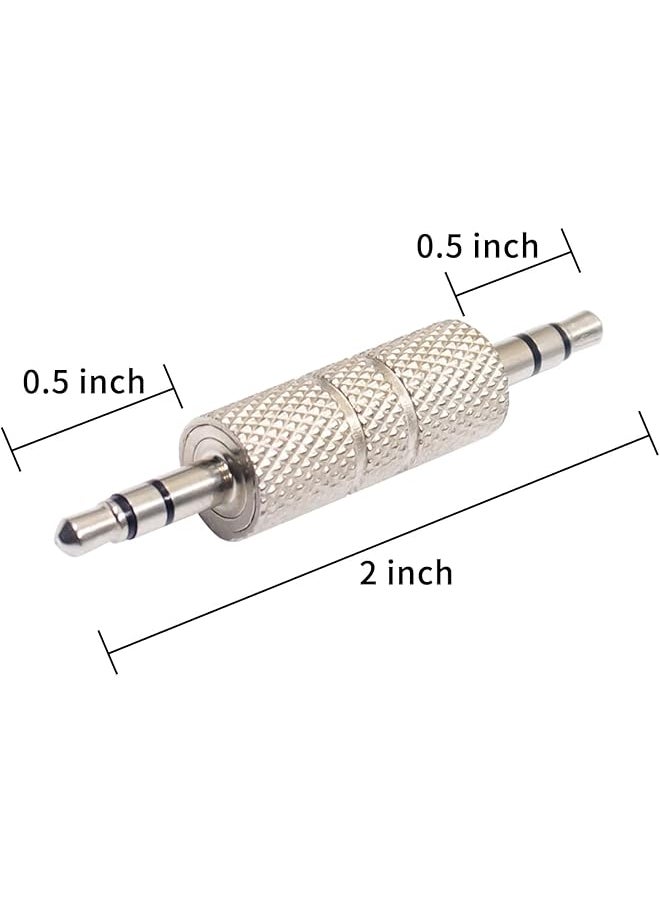 Duttek 3.5Mm Male To Male Audio Adapter Metal Silver 3 Pole 3.5Mm Stereo Jack To 3.5Mm Stereo Jack Adapter 1 8 Inch Male To Male Audio Headphone Jack Coupler Connectors 2 Pack  - Image 5