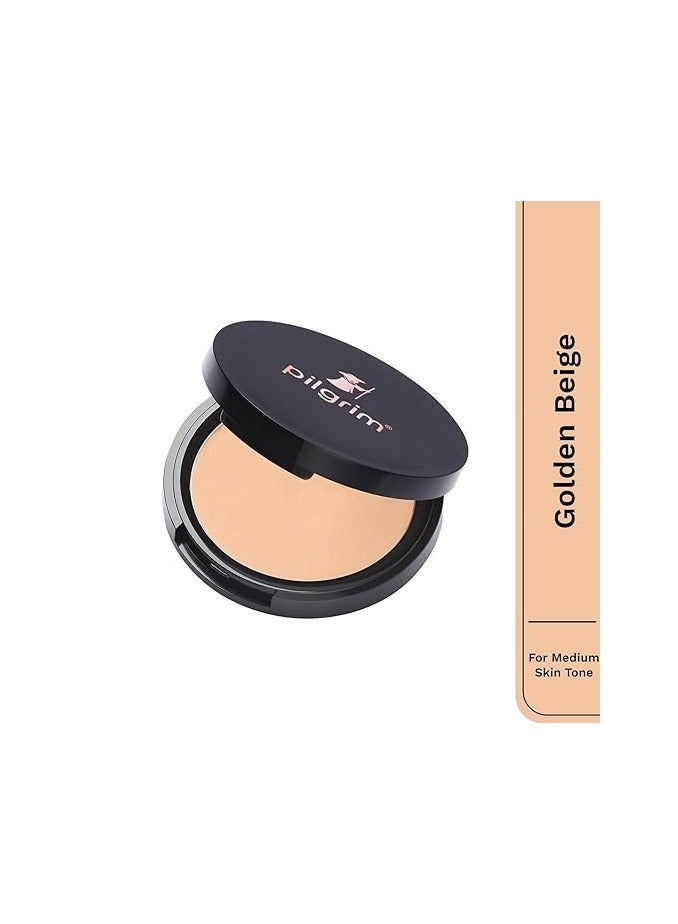 بيلجريم بودرة مضغوطة ذات لمسة نهائية مطفأة اللمعة باللون الذهبي البيج من بيلجريم تمتص الزيت وتخفي وتعطي بشرة مشرقة - Image 2