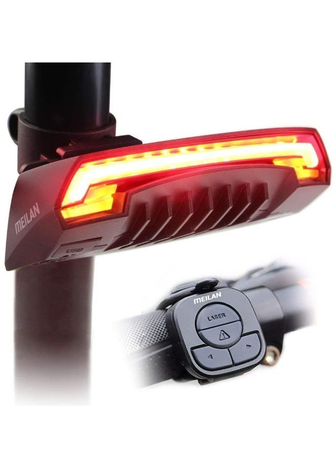 Meilan X5 Smart Bike Tail Light Wireless Turn Signals Automatic Brake Light Ground Warning Line Remote Control Usb Rechargeable Waterproof Safety Warning Rear Back Cycling - Image 1