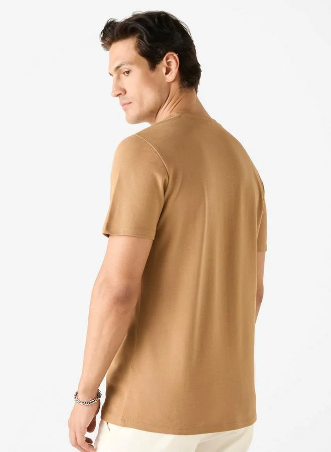 Iconic Iconic Slogan Print Crew Neck T-shirt with Short Sleeves