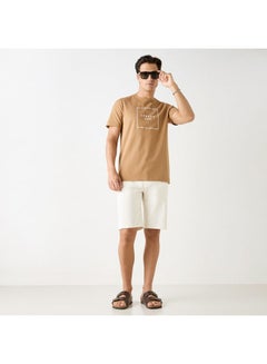 Iconic Iconic Slogan Print Crew Neck T-shirt with Short Sleeves  - Image 2