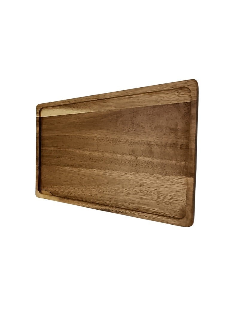 صينية تقديم مستطيلة من خشب البلوط 30.5*20.5 سم لتقديم المشروبات والطعام على البار، غرفة المعيشة، المنزل، طاولة الطعام - Image 2