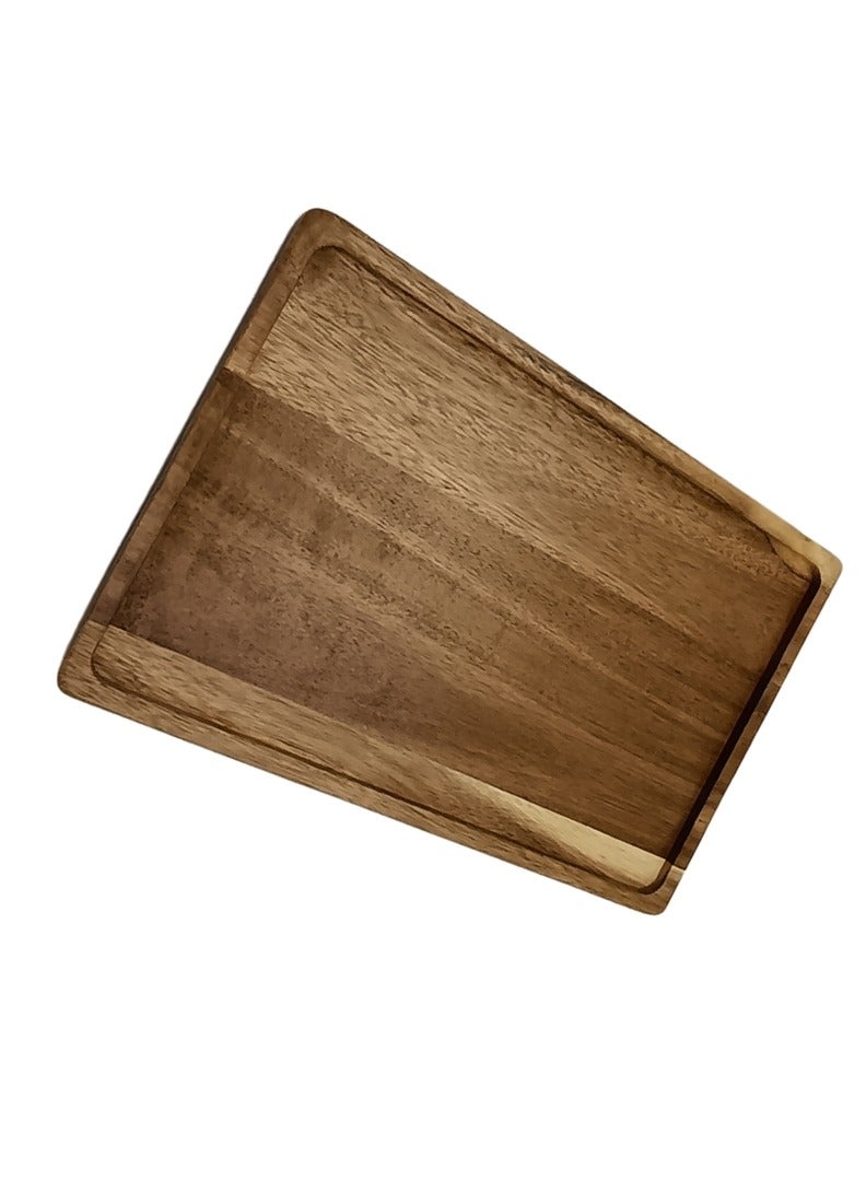 صينية تقديم مستطيلة من خشب البلوط 30.5*20.5 سم لتقديم المشروبات والطعام على البار، غرفة المعيشة، المنزل، طاولة الطعام - Image 4