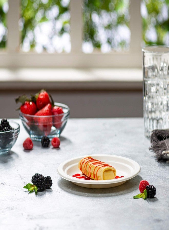 Gusto Comfy Package GUSTO [7 Inch - Pack of 125] Heavy-Duty White and Sugarcane Paper Plates, 100% Compostable, Eco-Friendly - Biodegradable Disposable - (Formerly - Image 3