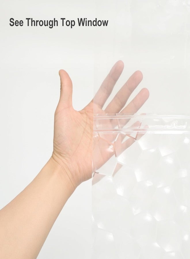 Ryhpez Clear Shower Curtain Liner - Shower Curtain Set with Hooks, Water Cube Pattern with See Through Top Window | 72"x72" - Image 4