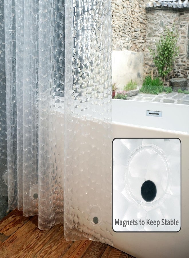 Ryhpez Clear Shower Curtain Liner - Shower Curtain Set with Hooks, Water Cube Pattern with See Through Top Window | 72"x72" - Image 3