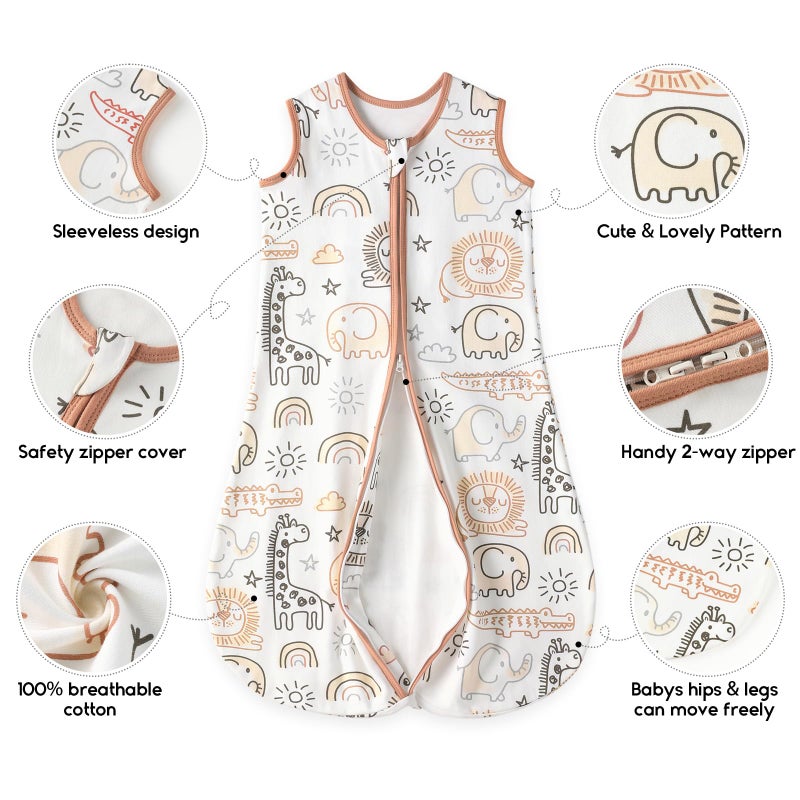 Yoofoss Baby Sleep Sack 6-12 Months TOG 1.0 Baby Wearable Blanket, 2 Pack 100% Organic Cotton Infant Toddler Sleeping Sack 2-Way Zipper Lightweight Sleep Sack - Image 5