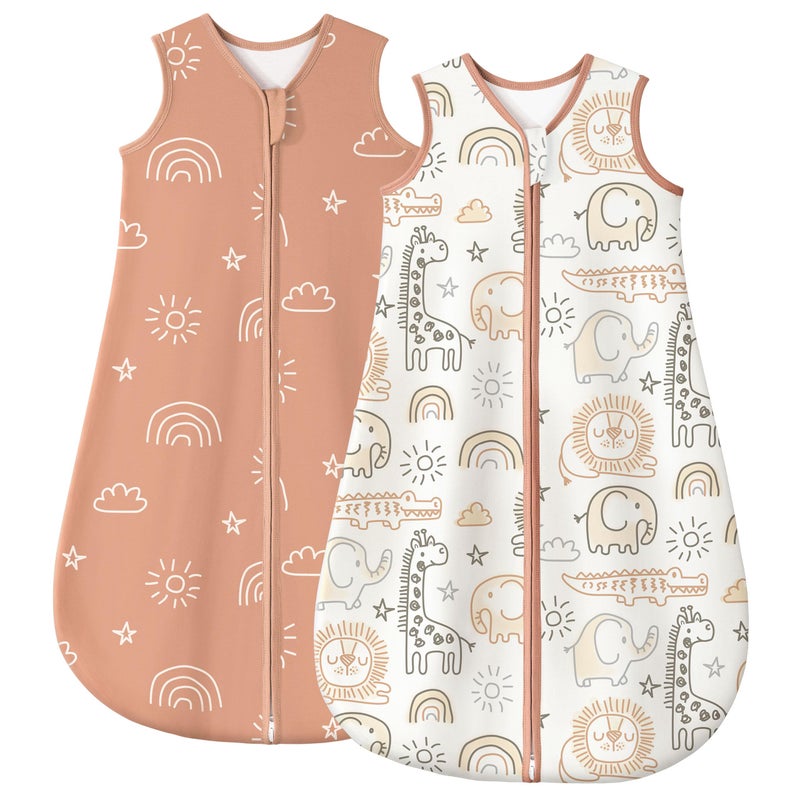 Yoofoss Baby Sleep Sack 6-12 Months TOG 1.0 Baby Wearable Blanket, 2 Pack 100% Organic Cotton Infant Toddler Sleeping Sack 2-Way Zipper Lightweight Sleep Sack - Image 1