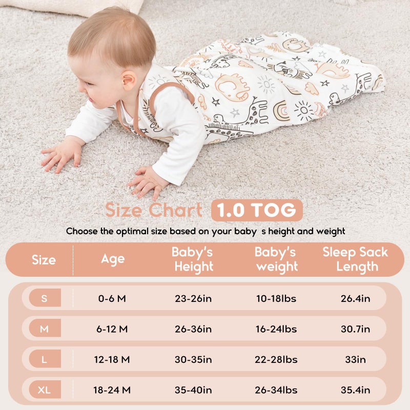 Yoofoss Baby Sleep Sack 6-12 Months TOG 1.0 Baby Wearable Blanket, 2 Pack 100% Organic Cotton Infant Toddler Sleeping Sack 2-Way Zipper Lightweight Sleep Sack - Image 4
