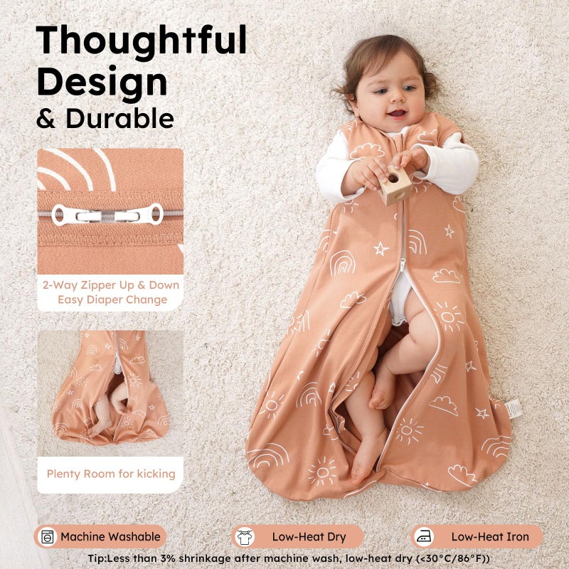 Yoofoss Baby Sleep Sack 6-12 Months TOG 1.0 Baby Wearable Blanket, 2 Pack 100% Organic Cotton Infant Toddler Sleeping Sack 2-Way Zipper Lightweight Sleep Sack - Image 3