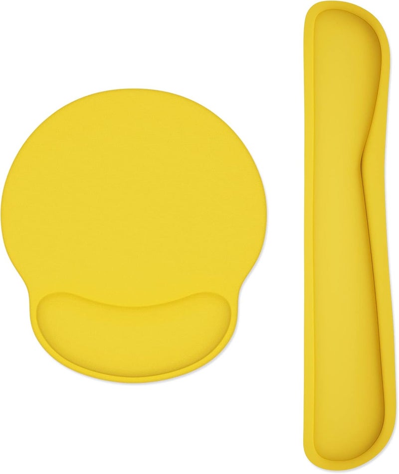 Dapesuom Keyboard Wrist Rest and Mouse Pad with Wrist Support, Cute Memory Foam Cushion for Keyboard and Mouse Set, Desktop Pad Rests with Non Slip Base for Easy Typing & Pain Relief, Apricot Yellow - Image 1