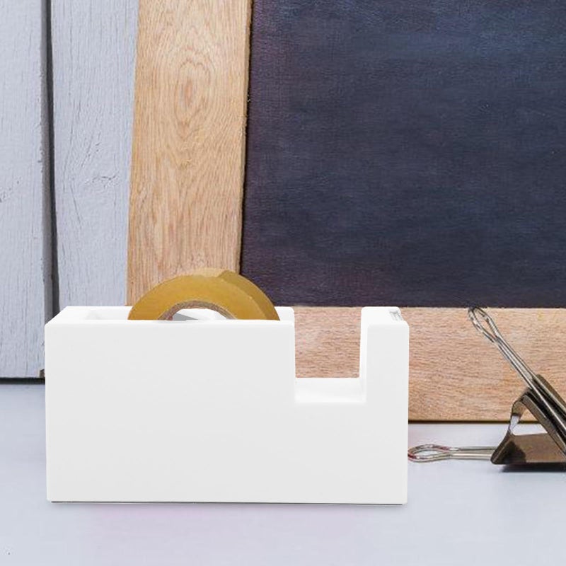 White Tape Dispenser Holder Portable Desktop Office Cutter for Packing - Image 5