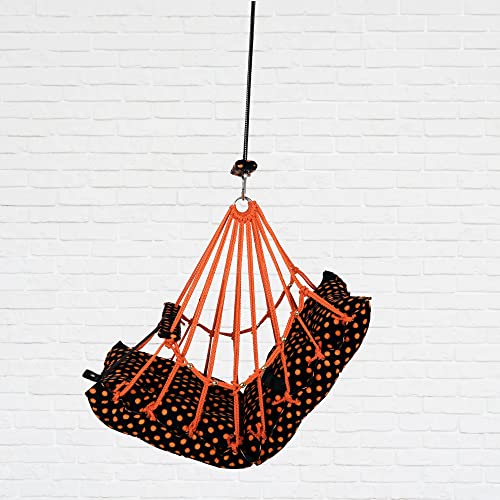Sprointal® Swing for Kids, Baby Swing Chair Cotton Children Folding and Washable 1-5 Years Swing with Safety Belt,Home and Garden Jhula for Babies |Swing for Kids|Hanging Cradle (Orange Dot) - Image 4