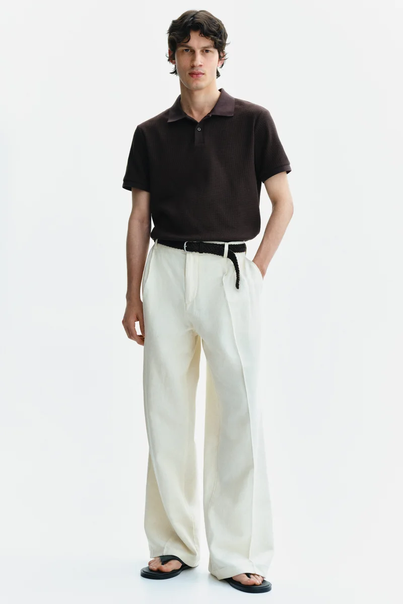 Slim Fit Waffle-knit polo shirt