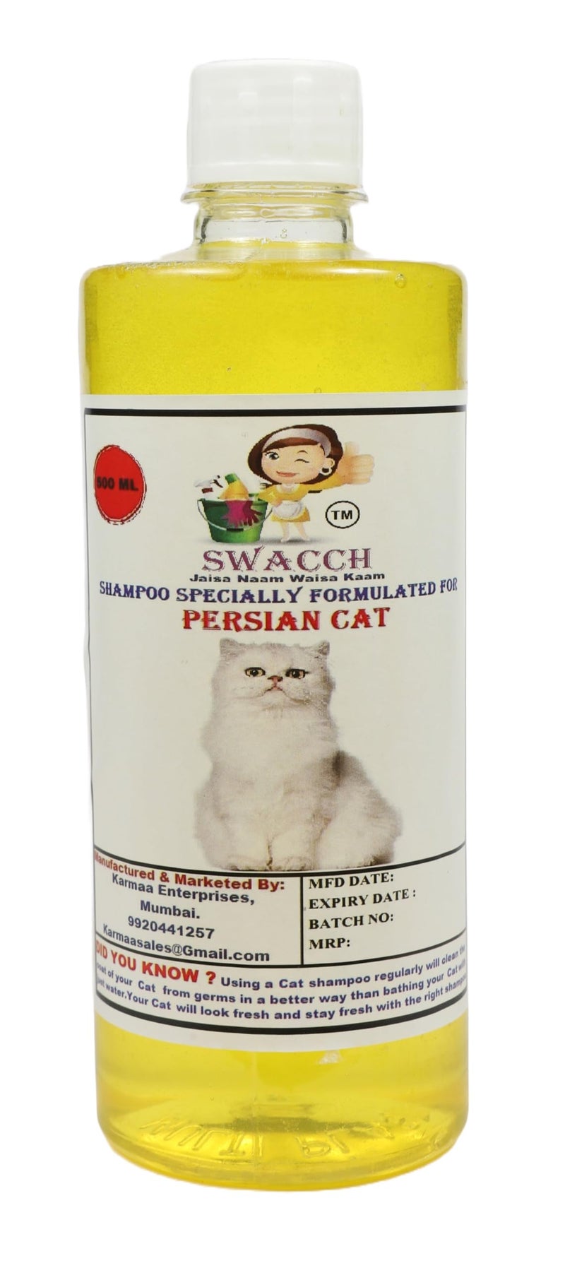 Swacch Shampoo Specially Formulated for Persian CAT (500ml) Lemon - Image 1