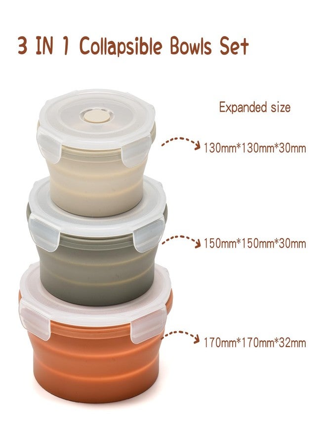Imagination Junction Silicone folding food storage container, 400ml, 600ml, 900ml round folding lunch box, 3pcs - Image 2