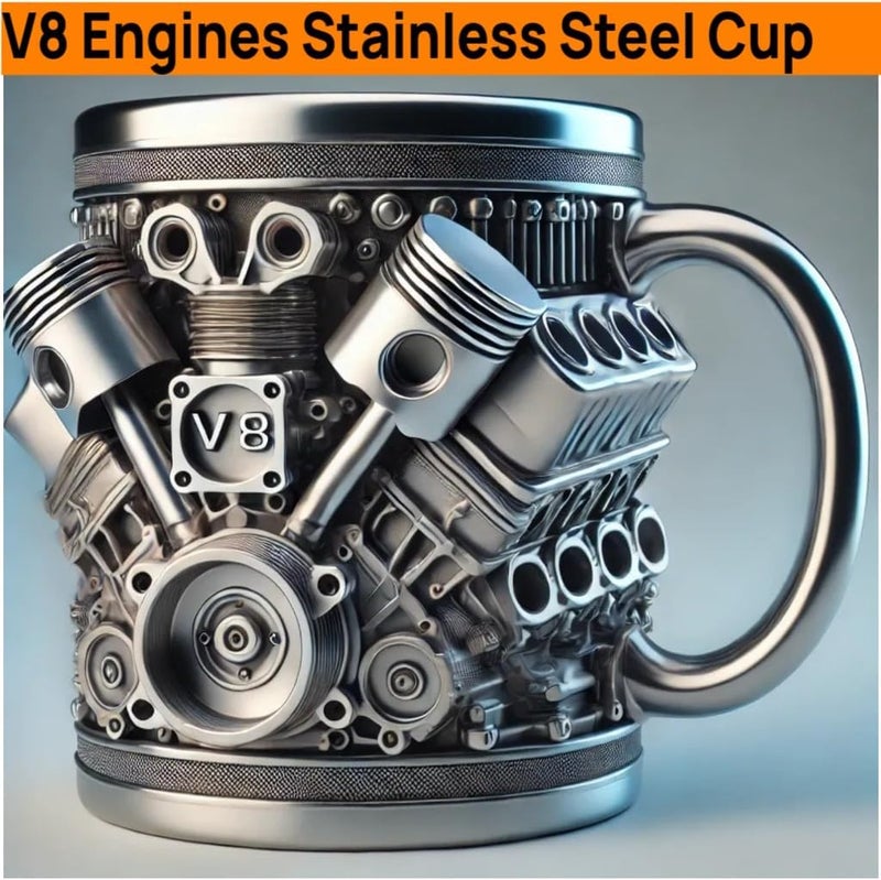 FirFiltr V8 Engine Stainless Steel Coffee Mug - Personalized Travel Tumbler for Car Lovers - Image 2