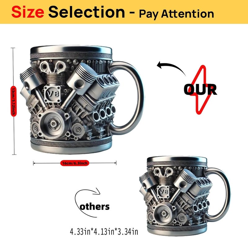 FirFiltr V8 Engine Stainless Steel Coffee Mug - Personalized Travel Tumbler for Car Lovers - Image 5