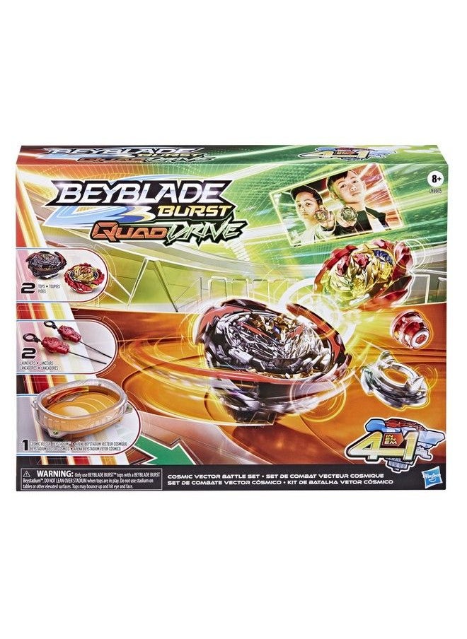 BeyBlade مجموعة ألعاب قتالية Burst Quaddrive Cosmic Vector مع Beystadium 2 Battling Top Toys و2 قاذفات للأعمار من 8 سنوات فما فوق  - Image 4