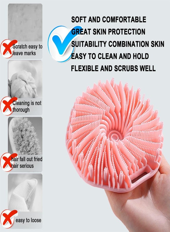 RamPula Silicone Body Scrubber, Silicone Loofah, Quick-Dry Exfoliating Body Brush for Wet or Dry Brushing, More Hygienic Than Traditional Loofah, Medium-Bristle Brush, Black and Pink - Image 2