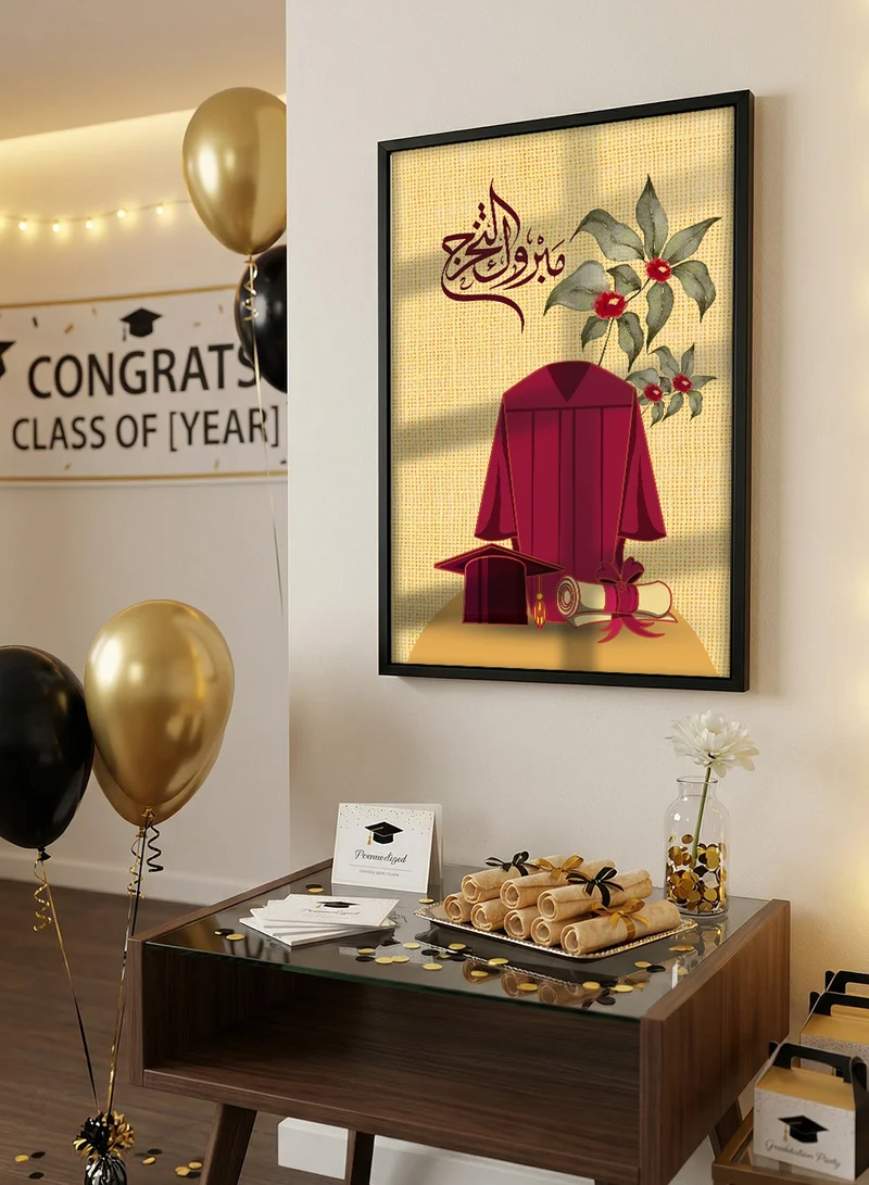 LOWHA Canvas Wall Art Stretched Over Wooden Frame with Black Floating Frame for Graduation Celebration with Congratulation Design