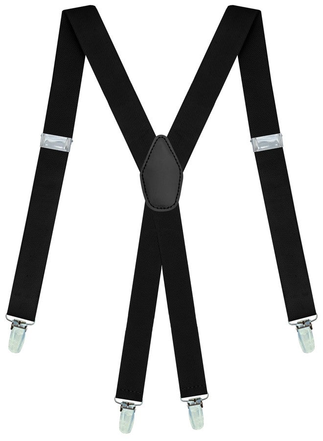 Dibi Black Suspenders for Men, Adjustable X Back 4 Strong Clips - Image 1