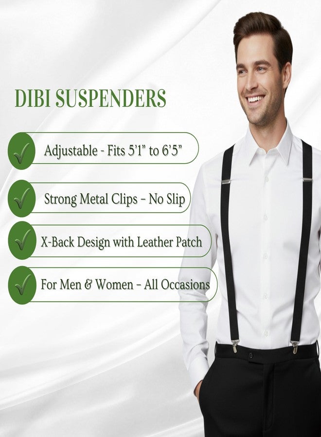 Dibi Black Suspenders for Men, Adjustable X Back 4 Strong Clips - Image 2