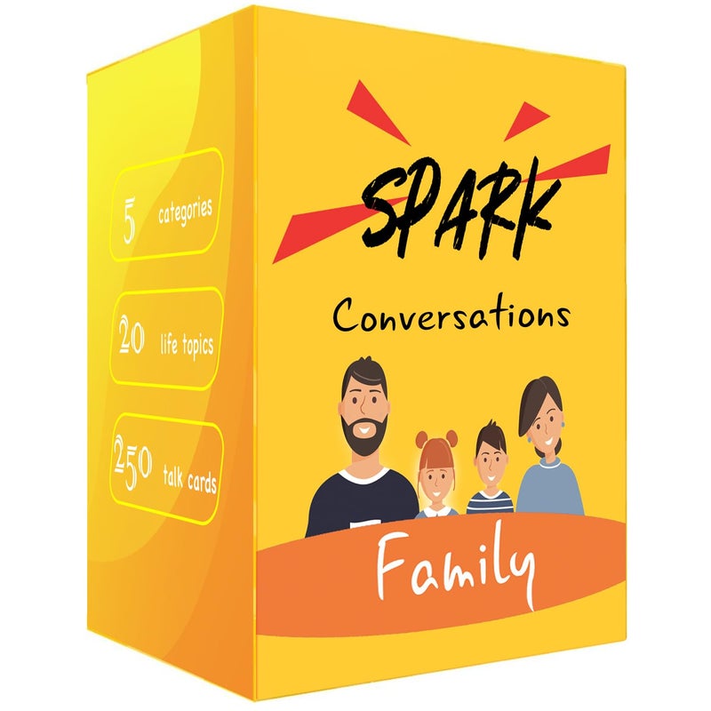 QUALEAP 250 Conversation Cards for Family - Spark Fun & Deep Talks - Family Card Games for Adults, Teens, Kids - Chat Cards Family Pack - Image 1