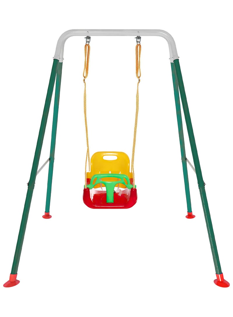 فنز  مجموعة أرجوحة الأطفال 3 في 1 من Funz مع إطار أرجوحة أطفال داخلية وخارجية مع حامل معدني قابل للطي للأطفال في الفناء الخلفي، سهلة التجميع والتخزين، أحمر - Jed-100028996 - Image 1