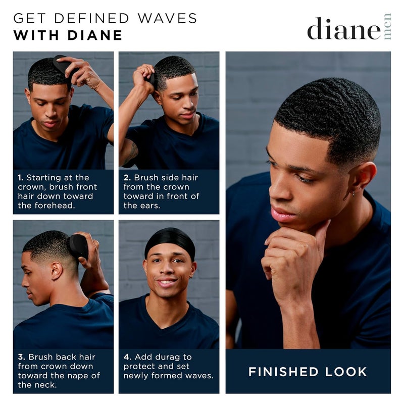 Diane Boar Curved Wave Brush for Men and Women - Black, Soft Bristles for Fine to Medium Hair - Use for Detangling, Smoothing, Wave Styles, Soft on Scalp, Restore Shine and Texture - Image 4