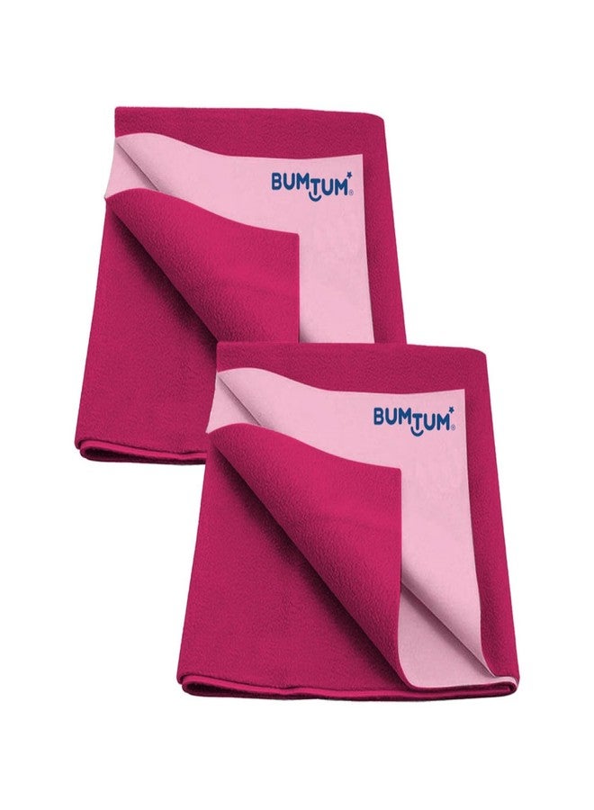 Bumtum Baby Dry Sheet Waterproof Quick Soft Microfleece Baby Bed Protector | Anti - Bacterial & Odour Free | Extra Absorbant, Reuseable & Washable (Hot Pink, Small Size, Pack of 2), Microfleece - Image 1